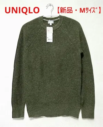 UNIQLO 히트텍 크루넥 스웨터 M 사이즈 올리브색 멜란지 패턴