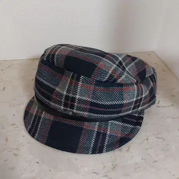 CA4LA/체크 무늬 헌팅 캡/네이비