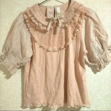 핑크하우스 꽃무늬 레이스 티셔츠