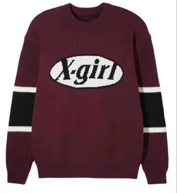 X-girl 버건디 니트 스웨터