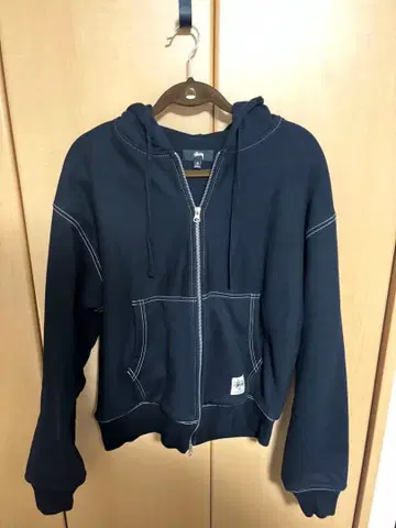 네이비 풀 집업 후드티