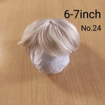 6~7인치 인형 가발 블론드 둥근 숏 하자품