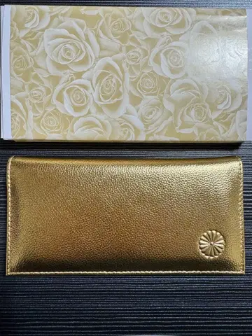 황궁 지갑 장지갑 골드 국화 문양 금 가죽