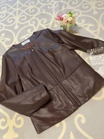 Zelal 브라운 가죽 자켓 플레어 양가죽