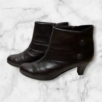 리걸 숏부츠 사이드 지퍼 버튼 다크 브라운 25cm