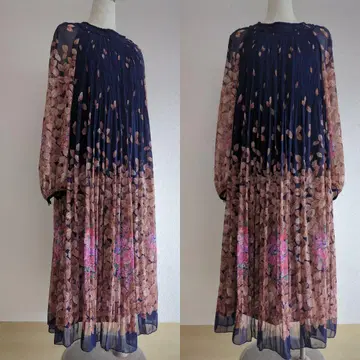 VIVI 플리츠 원피스 앤티크 원피스 빈티지 쇼와 레트로