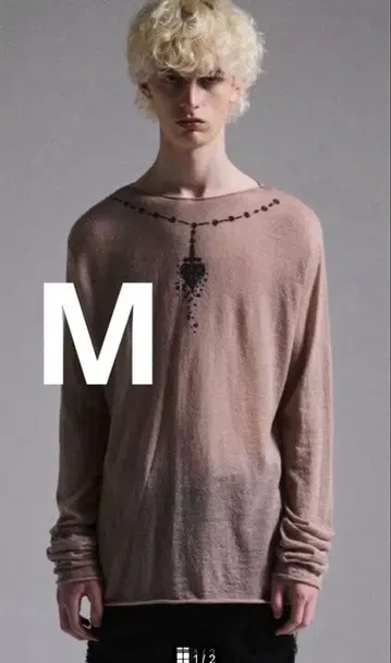 [ GRANCY ] 프린트 디자인 시어 니트 그레이 M