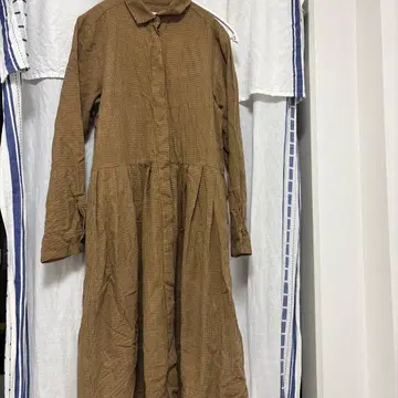 maan 체크 무늬 롱 원피스