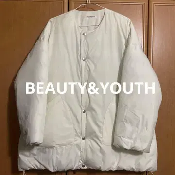 BEAUTY&YOUTH THERMORE 노카라 자켓 다운 화이트