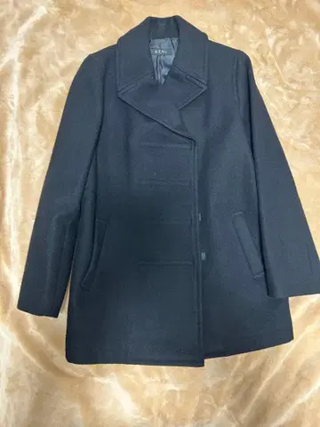 울 더블 브레스트 피코트 블랙