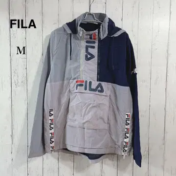 FILA 후드 부착 나일론 자켓 M 그레이/네이비