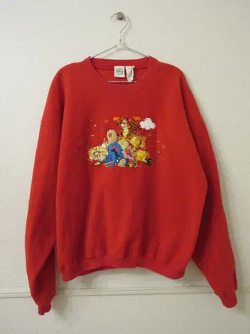 푸우 트레이닝복 자수 빨간색 구제 의류