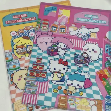 미개봉 새상품 온라인 완판템 치이카와 산리오 콜라보 클리어 파일 2장
