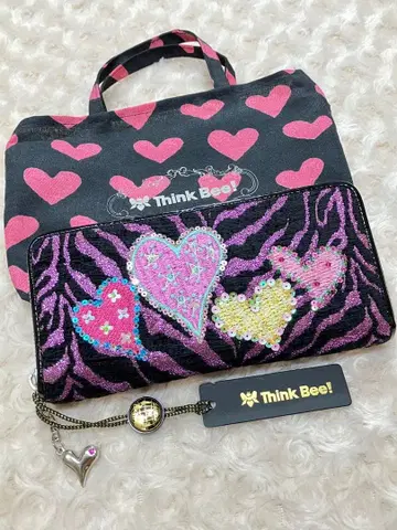 [ 미사용 ] Think Bee! 싱크비 라운드 지퍼 장지갑 애니멀 무늬