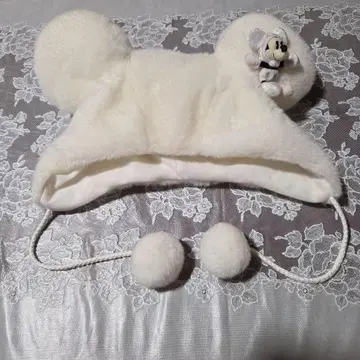 미키 귀 달린 화이트 캡