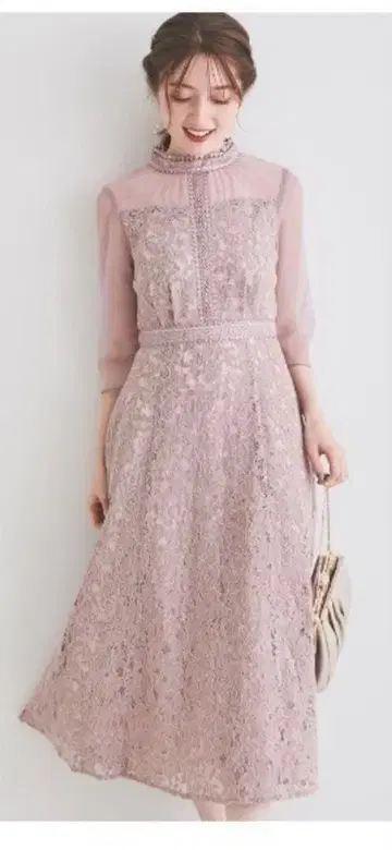 [ 새상품 ] 레 빠세 핑크 레이스 드레스