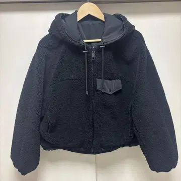 Zara 리버서블 후드 부착 플리스 자켓 블랙