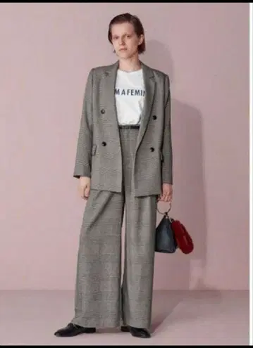 GU 체크 더블 자켓 셋업