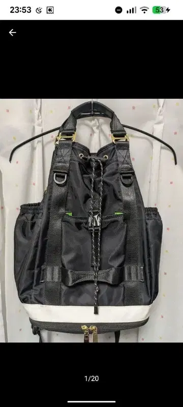 나일론 소재 드로우 스트링 백팩 블랙