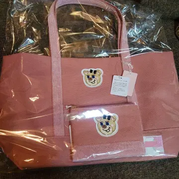 러브리 페이러 올드 테디 걸 와펜 토트백 파우치 핑크