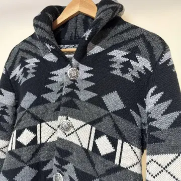 Local Motion 후드 부착 가디건 블랙/그레이 L 사이즈