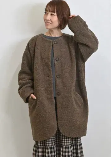 노카라 보아 자켓 브라운