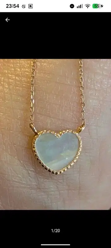 하트형 오팔풍 목걸이