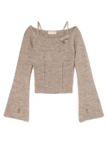 andmary Baby ribbon knit tops brown