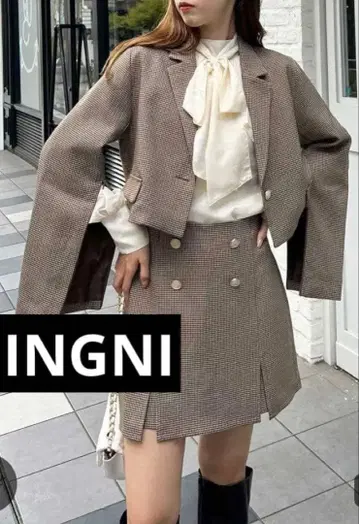 INGNI 셋업 소매 슬릿 지퍼 숏 자켓