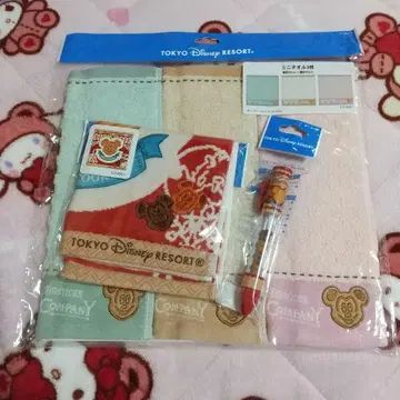 디즈니 리조트 미키 와플 미니 타월 3개 & 타월 & 볼펜 세트