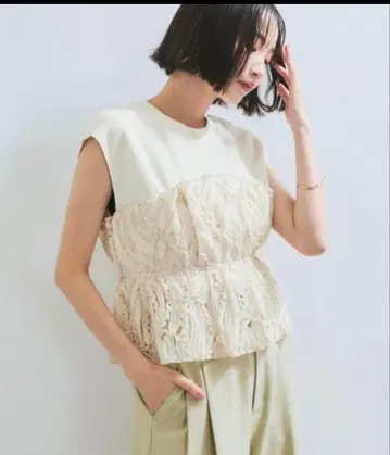 VIS 뷔스티에 도킹 프렌치 슬리브 풀오버 [세탁 가능] 프리 사이즈