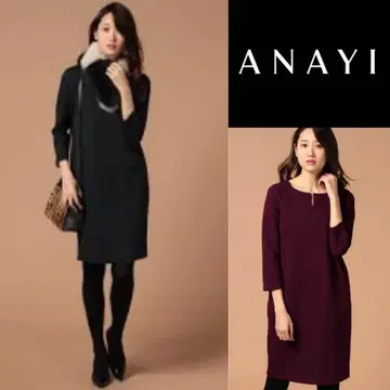 ANAYI 아나이 헤링본 자카드 코쿤 원피스 사이즈 38 블랙