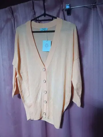 Chicory Lane 얇은 오렌지 실크 100% 가디건 빅 사이즈 3L