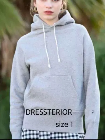 [ size 1 ] 드레 스테리아 속기모 후드티 로고 자수 그레이