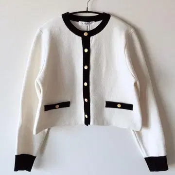 [택 포함 새상품] LOUNIE 루니*바이컬러 숏 가디건 화이트