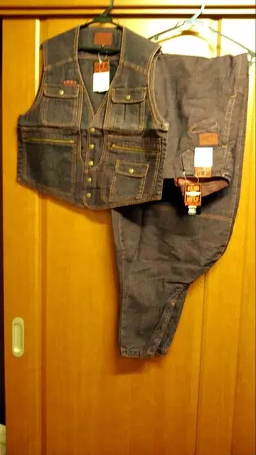 관동토비 컬러 데님 베스트 L 사이즈와 2 초롱 w82 세트