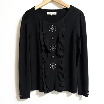 super beauty 프릴 비쥬 블랙 가디건 42