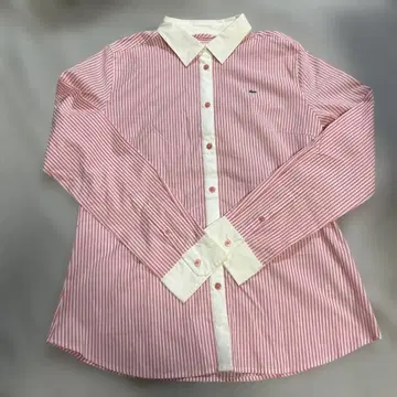 LACOSTE/라코스테 핑크 화이트 스트라이프 긴팔 셔츠 42