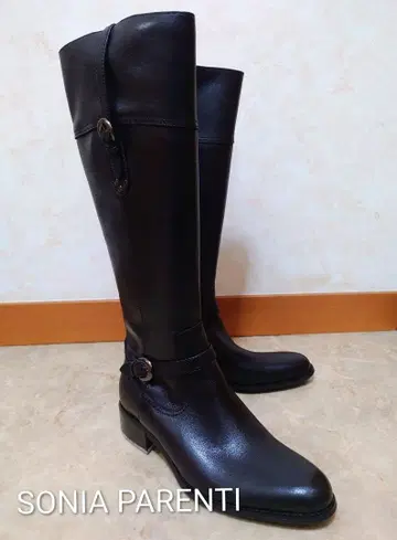 SONIA PARENTI 블랙 롱 부츠 천연 가죽