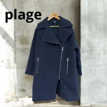 plage 네이비 울 혼방 코트