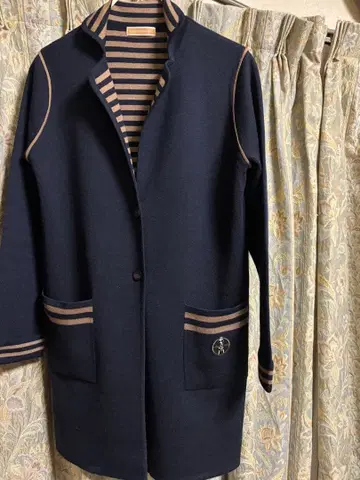 지온 여성용 네이비 컬러 카멜 니트 자켓 가디건 40