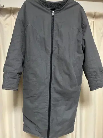 그레이 롱 코트 약 90cm 리버서블