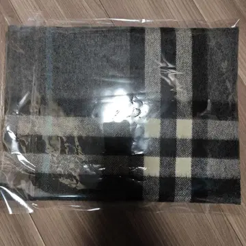 울 체크 무늬 머플러 그레이