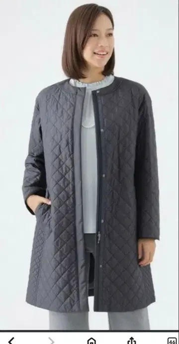 [ TRANS WORK ] 네이비 노카라 퀼팅 코트