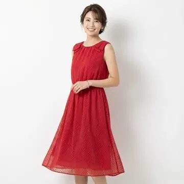 나노 유니버스*빨간색 원피스 고급 실루엣 슬리브리스