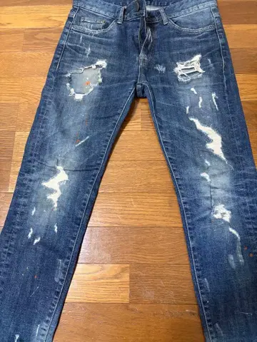 DIGREEN 데미지 가공 슬림핏 데님