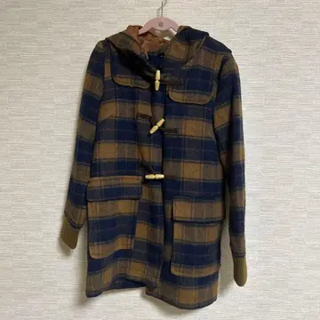 더플 코트 네이비와 브라운 체크