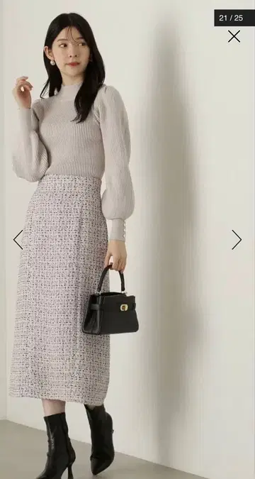 프로포션 바디 드레싱 믹스 트위드 타이트 스커트