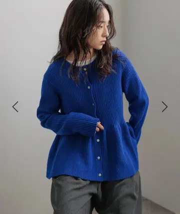 LOWRYSFARM 페플럼 니트 가디건 LS 블루