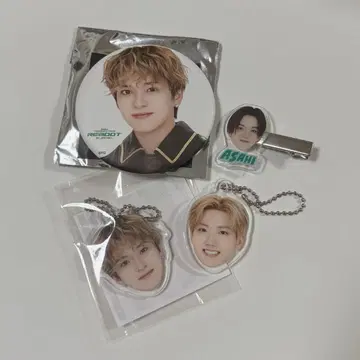 treasure 아사히 준규 얼굴 아크링 키링 헤어 클립 캔뱃지